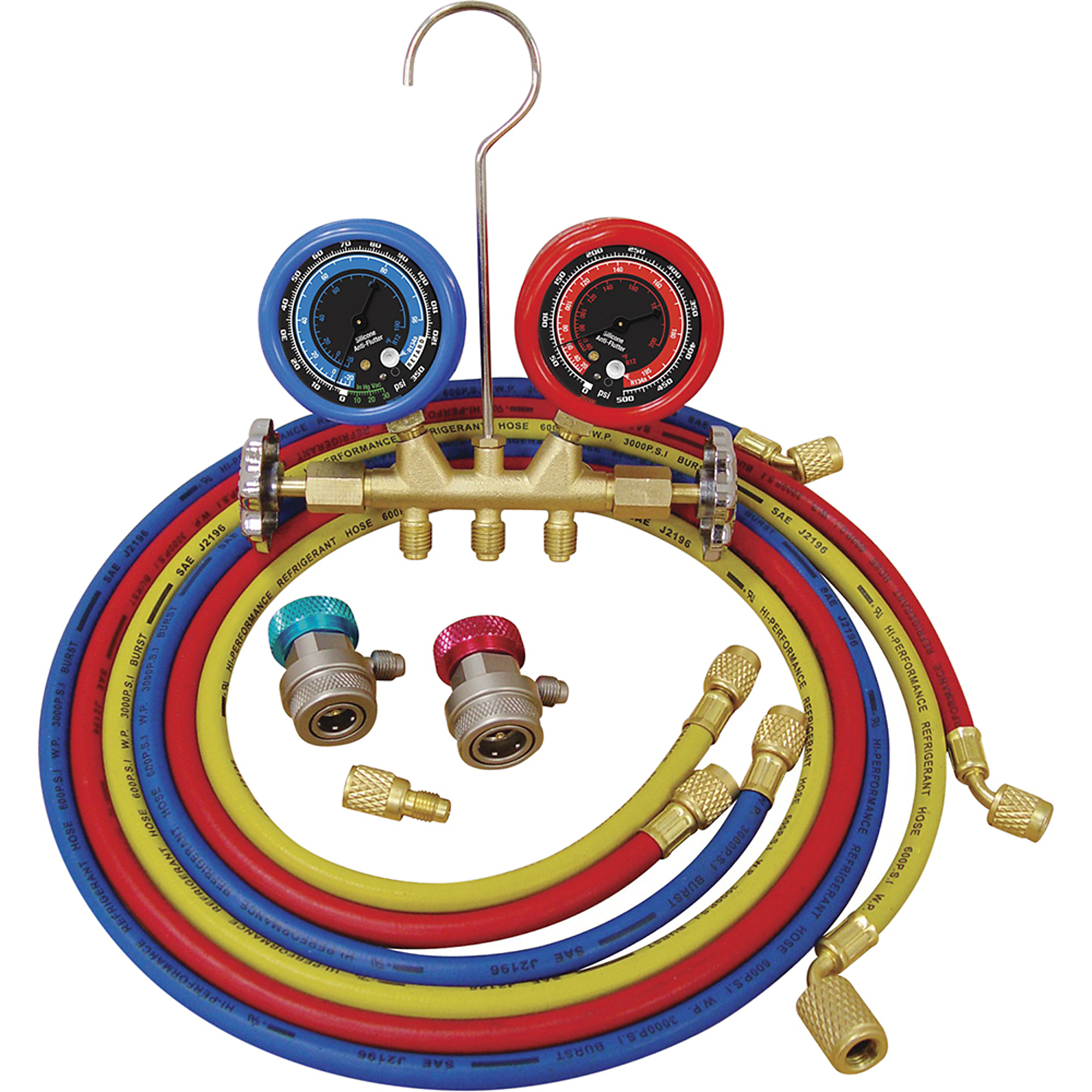 ATD A/C MANIFOLD GAUGE SET DELUXE DUAL BRASS, Model# 10286